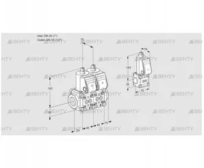 VCS1E25R/15R05NNWR/PPPP/PPZS (88100604) Сдвоенный газовый клапан Kromschroder