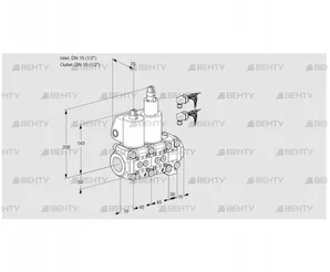 VCS1E15R/15R05NLVQL6/PPPP/PPPP (88105200) Сдвоенный газовый клапан Kromschroder