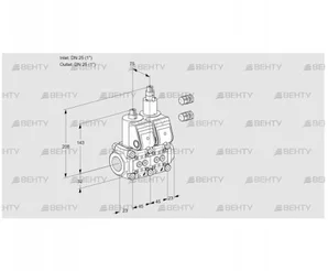 VCS1E25R/25R05NLKR3/PPPP/PPPP (88102712) Сдвоенный газовый клапан Kromschroder