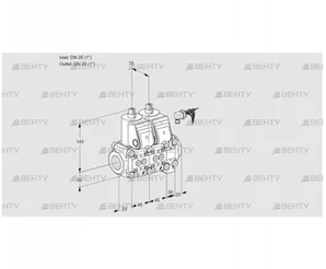 VCS1E25R/25R05NNO10WR/PPPP/PPPP (88102977) Сдвоенный газовый клапан Kromschroder