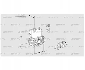 VCS1E15R/15R05NNWL3/PPPP/2--3 (88101188) Сдвоенный газовый клапан Kromschroder