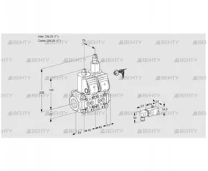 VCS1E25R/25R05NLWR/2-PP/PPPP (88105390) Сдвоенный газовый клапан Kromschroder